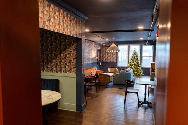 A view inside Otto’s Apartment Hotel in Atlanta on Monday, December 9, 2024. The renovated apartment complex was formerly The Highland Inn. (Arvin Temkar / AJC)