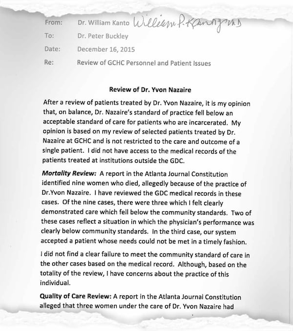 Dr. William Kanto determined patients received treatment that fell below “community standards.” Most significantly, two died directly as a result of Nazaire’s performance.