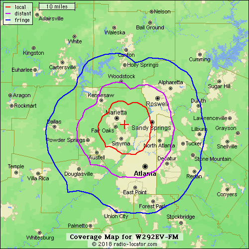 David Dickey's Xtra 106.3 FM coverage map.