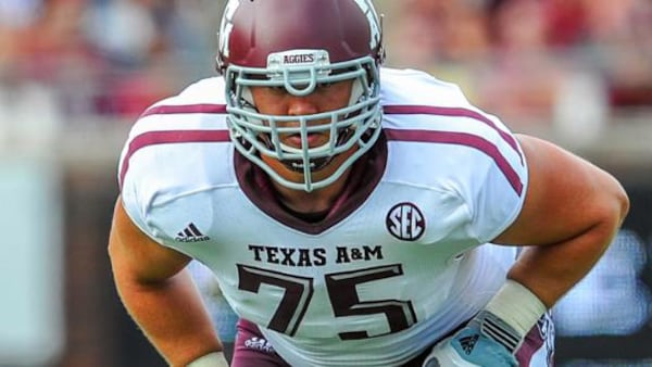 Sept 15, 2012.Texas A&amp;M Aggies offensive linesman Jake Matthews (75) in action during the game between the Texas A&amp;M Aggies vs Southern Methodist University Mustangs at Gerald Ford Stadium in Dallas Texas.. (Cal Sport Media via AP Images) Jake Matthews, 6-5, 305, OT, Texas A&amp;M: The son of Hall of Fame guard Bruce Matthews. (Associated Press)