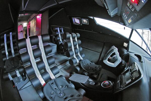 A view of the “cockpit” in the Mars rover reveals a complex concept vehicle. BOB ANDRES / BANDRES@AJC.COM