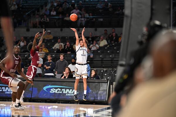 Naithan George puts up a jumper for the Jackets. Danny Karnik/Georgia Tech Athletics