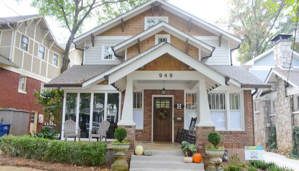 The Houcks' renovated Craftsman-style home is 4,234 square feet, with six bedrooms and 4 1/2 baths. The Virginia-Highland house was built in 1929, and the couple it as newlyweds in 2007.