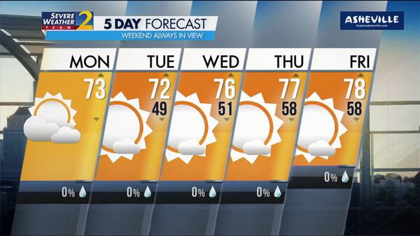 Five-day forecast for Oct. 23, 2023.