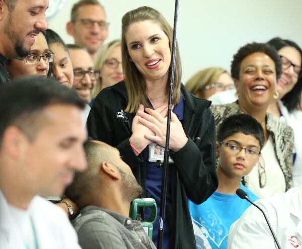 Nurse Megan Noblet cared for Angel Colon. AJC photos: Curtis Compton