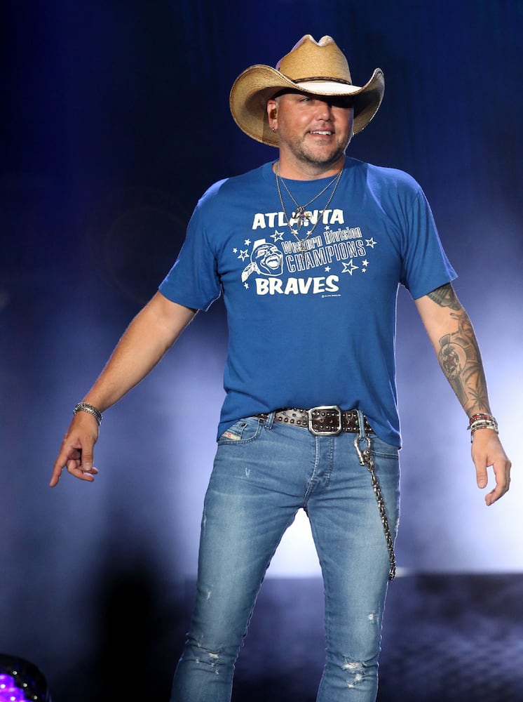 Macon native Jason Aldean rocked Atlanta's Lakewood Amphitheatre on Saturday, August 5, 2023, on his Highway Desperado Tour. Mitchell Tenpenny and Corey Kent were the openers. (Photo: Robb Cohen for The Atlanta Journal-Constitution)