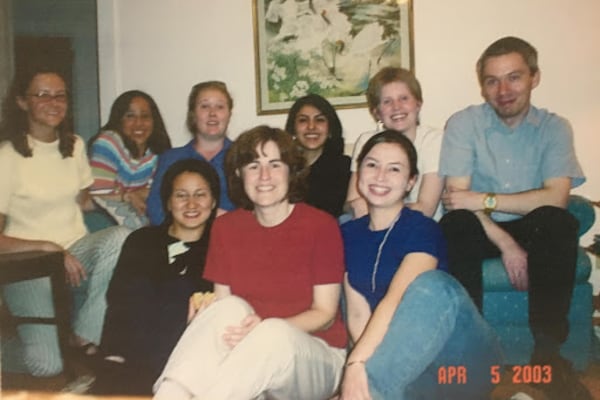 Claudia Yepes (front right) with other GT international spouses, 2003