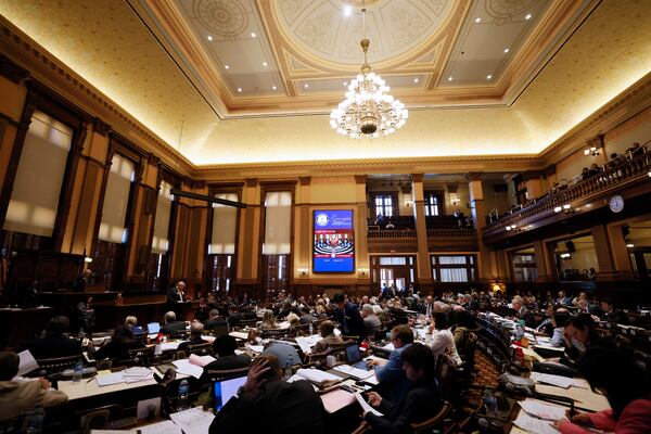 House Chamber debate on HB18 during Crossover Day at the Capitol in Atlanta on Monday, March 6, 2023. HB18 will do mid-year budget changes to the fiscal 2022-23 Georgia budget. Monday is the last day for a bill to move from one chamber to another. 
Miguel Martinez /miguel.martinezjimenez@ajc.com