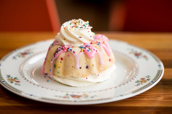  Birthday Cake dessert with royal icing, vanilla buttercream, and sprinkles. Photo credit- Mia Yakel.