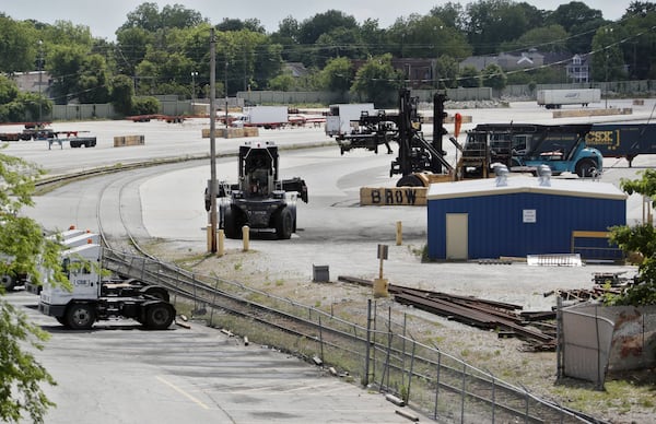 May 6, 2019 - Atlanta - A view of the CSX yard looking west from the Inman Park MARTA station. CSX is shifting international freight operations out of a massive switching station known as Hulsey Yard that bisects the Atlanta Beltline’s eastside trail. The site, which stretches some 40 to 70 acres along DeKalb Avenue east of downtown Atlanta, could be a lucrative redevelopment site. Eliminating the rail yard — the east-west tracks would remain active — also could help advance transit along the Beltline and become one of the premiere development locations in the city. Bob Andres / bandres@ajc.com