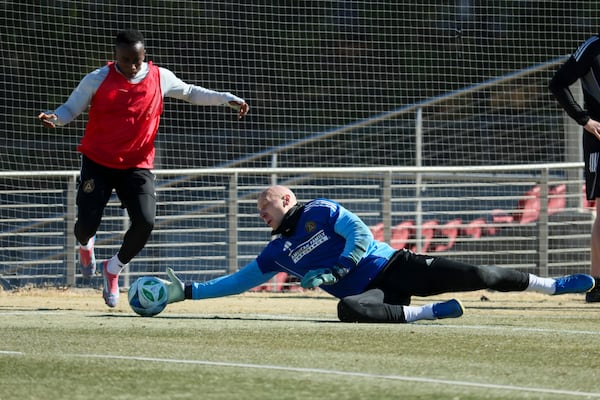 Atlanta United goalkeeper Brad Guzan during preseason training in January. 