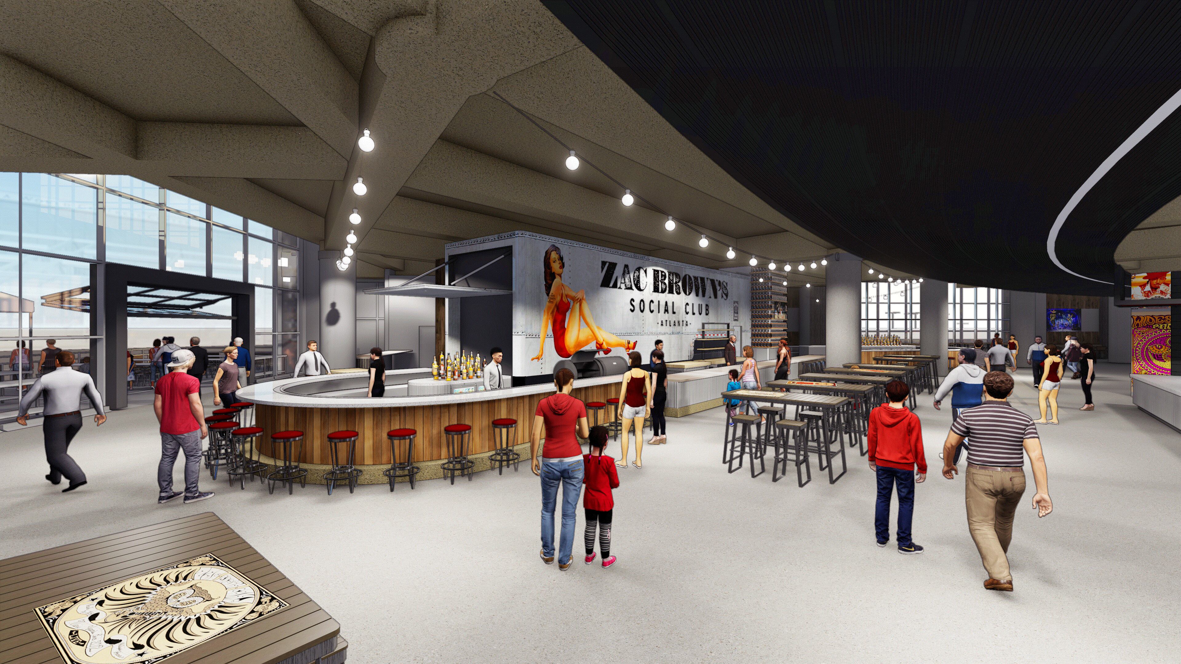 The Zac Brown Social Club will be run by Brown's executive chef, Rusty Hamlin. Rendering courtesy of Atlanta Hawks.