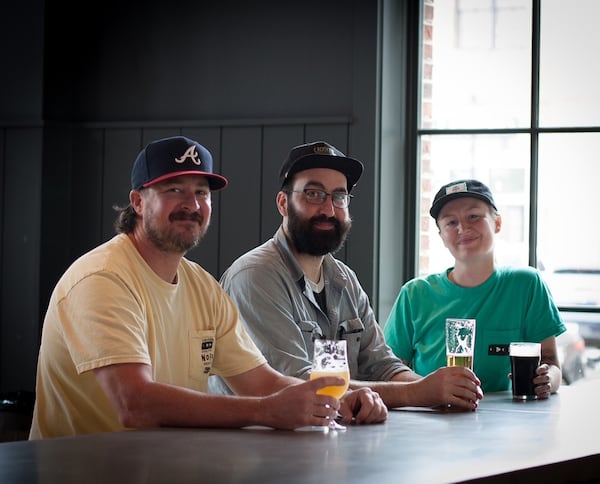 The Crooked Culture Brewing team includes (from left) owner-brewer Patrick Leonard, head brewer Geoff Gardner and General Manager Lucy Teusink. (Courtesy of Crooked Culture Brewing)