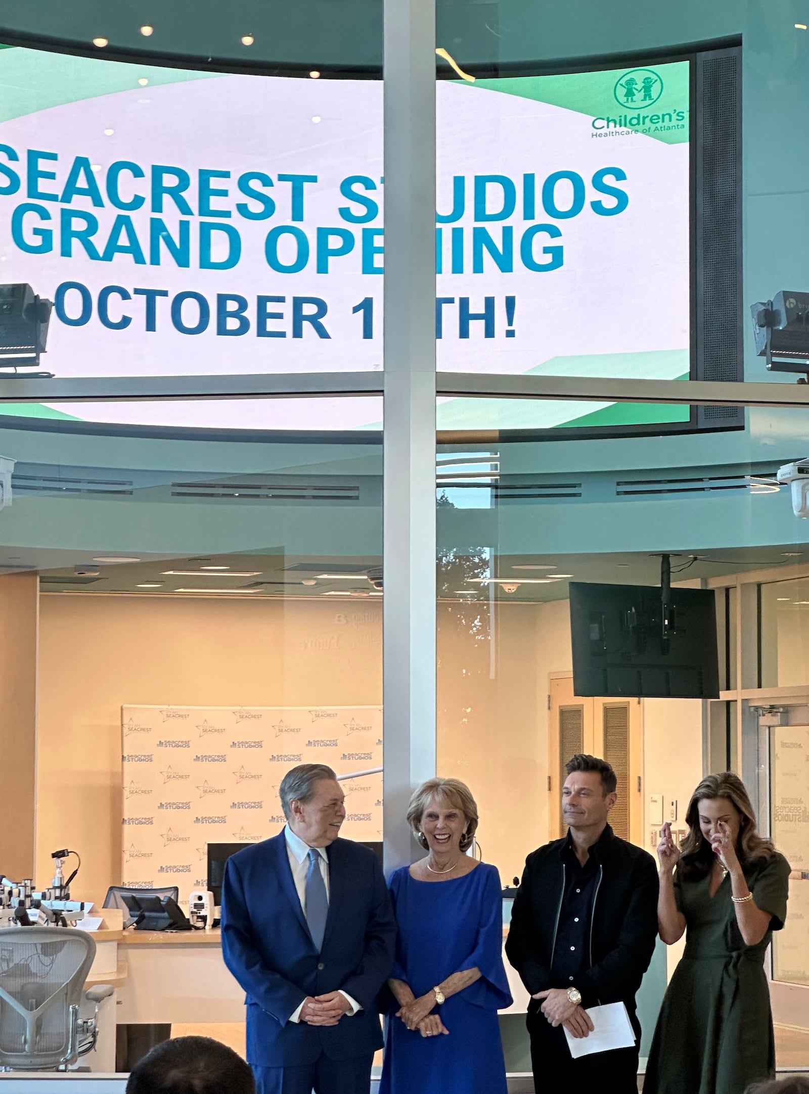 Gary, Connie, Ryan and Meredith Seacrest at the opening of the new Seacrest Studios at the recently opened Arthur M. Blank children's hospital on Oct. 11, 2024. RODNEY HO/rho@ajc.com