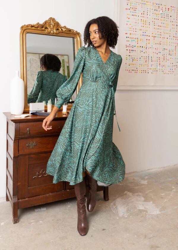 Abbey Glass, Diane Wrap Dress, $315.