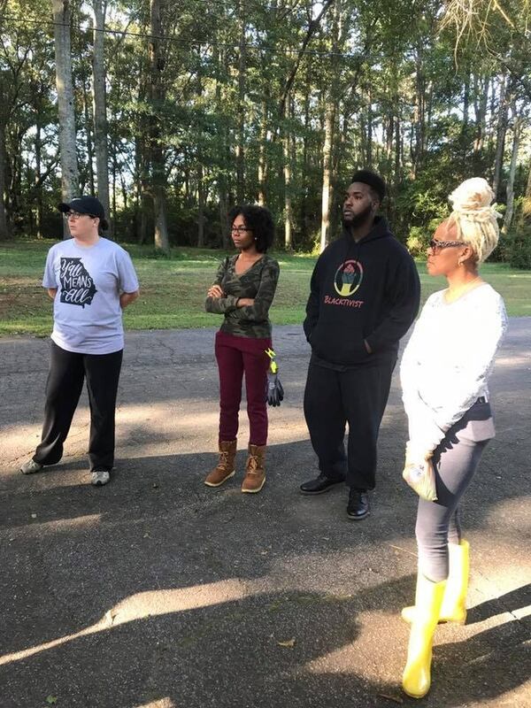 Katie Anderson (left), with South Atlanta Progress members Monique Bentley and Clifton Fisher III before beginning work recently to help clean around the Coweta County African-American Museum property. South Atlanta Progress, which began as an interracial support group to improve race relations, recently expanded its mission to include community service. CONTRIBUTED