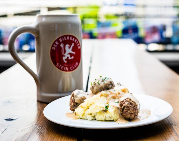 The recipe for Der Biergarten’s Meatballs with Mushroom-Dill Sauce can be doubled or tripled if you need more for your Oktoberfest party. CONTRIBUTED BY HENRI HOLLIS