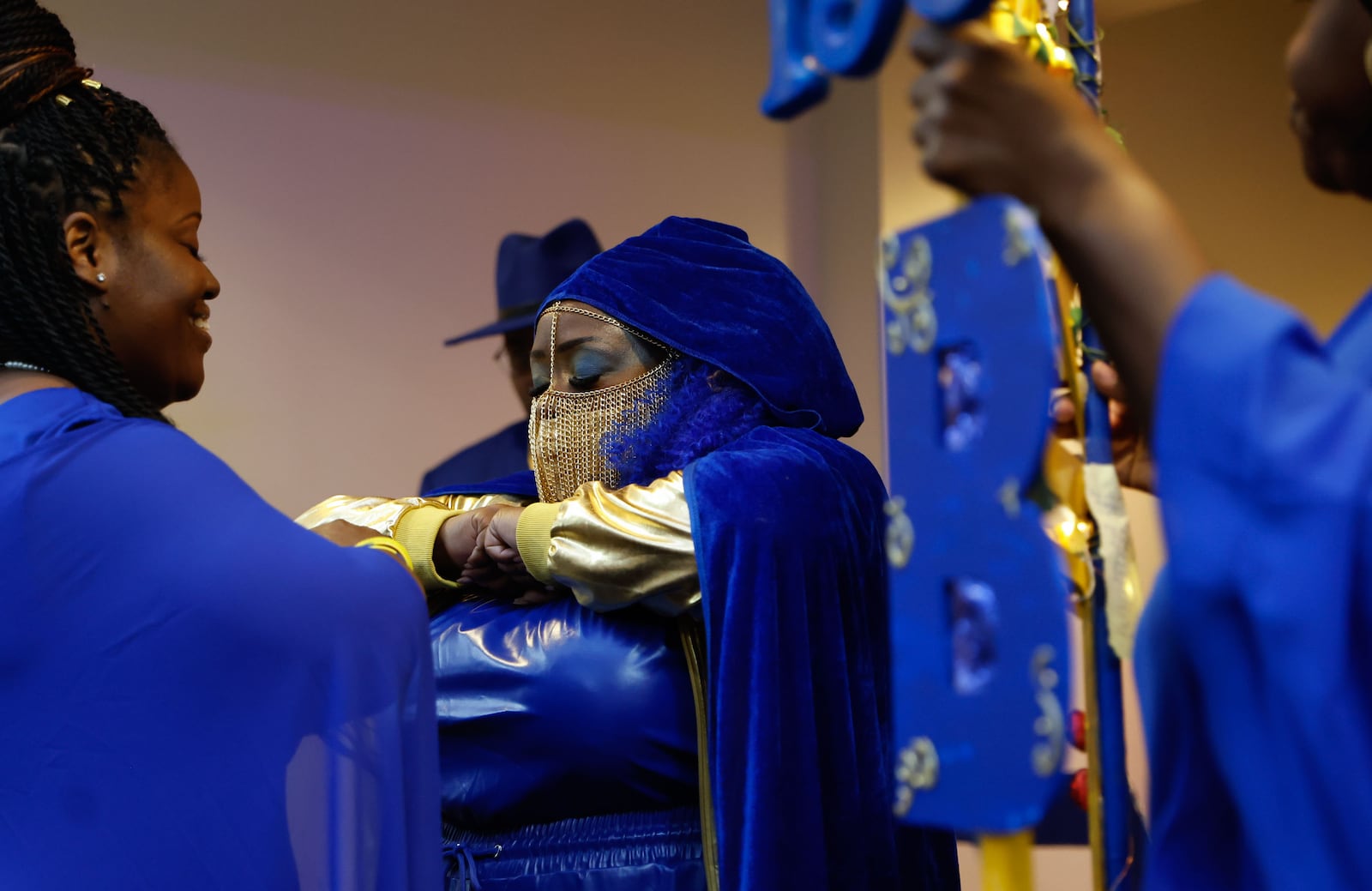 Amaris Johnson, a senior music major at Morris Brown College comes out as the newest member of the Beta Lambda chapter of Sigma Gamma Rho Sorority Inc. on Friday, March 22, 2024. The sorority will be the first on campus in more than 20 years. (Natrice Miller/ Natrice.miller@ajc.com)