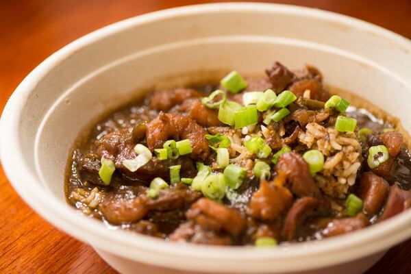 The Po’Boy Shop shrimp and andouille gumbo over rice. CONTRIBUTED BY MIA YAKEL