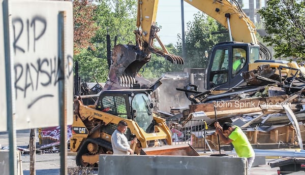 Crews were seen tearing the building down Tuesday morning.