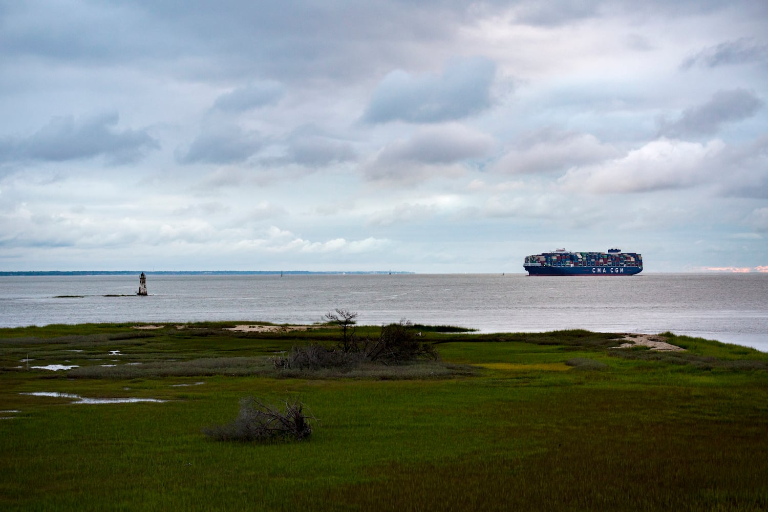 The CMA CGM Brazil Sail Up The Savannah River