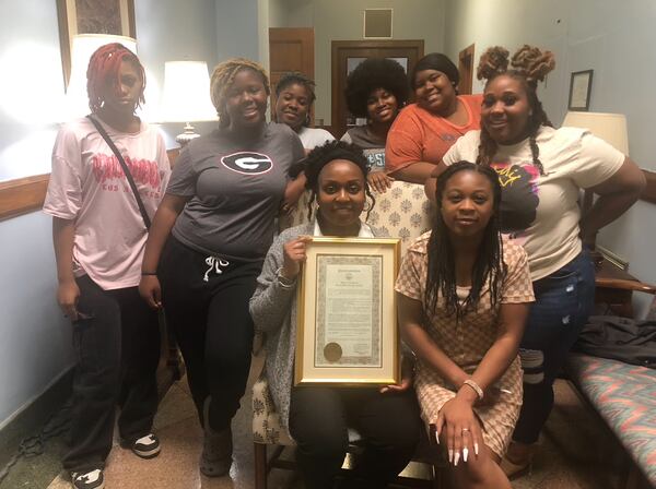 The Girls Dig Deeper Initiative received a proclamation from the mayor of Macon, Lester Miller, in October 2023, in honor of Lights on Afterschool.
(Courtesy of Najiva Timothee)