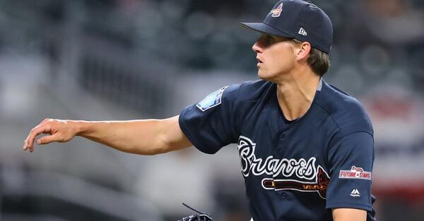 Braves prospect Kyle Wright delivers a pitch during the Future Stars exhibition game Tuesday, March 27, 2018, at SunTrust Park in Atlanta. Curtis Compton/ccompton@ajc.com