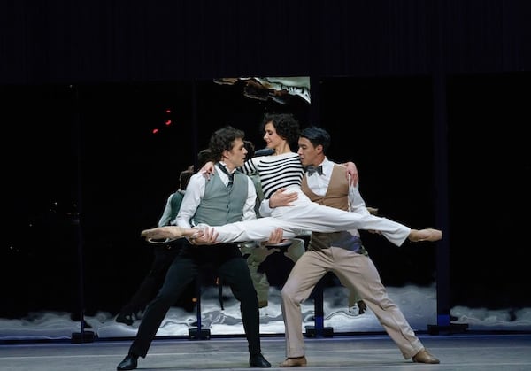 Denys Nedak, left, as Balsan; Emily Carrico as Chanel; and Munkhjin Ulziijargal as Capel in the ‘pas de trois.’