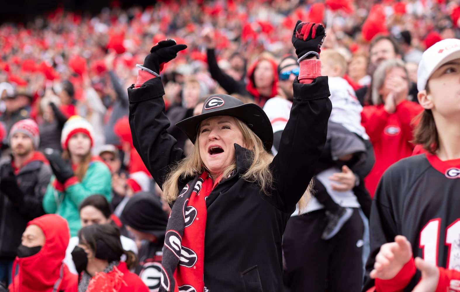 220115-Athens-Laura Arigo came from Charlotte to join the National Championship celebration Saturday afternoon, Jan. 15, 2022, in Athens. Ben Gray for the Atlanta Journal-Constitution