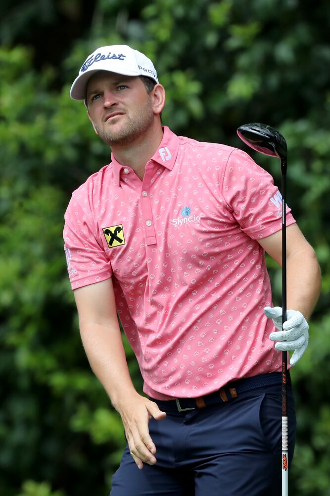 April 9, 2021, Augusta: Bernd Wiesberger hits his tee shot on the fourteenth hole during the second round of the Masters at Augusta National Golf Club on Friday, April 9, 2021, in Augusta. Curtis Compton/ccompton@ajc.com