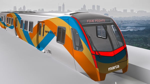 MARTA is seeking public comment on the exterior design of its rail cars. This is one of the "flowing ribbon" designs.