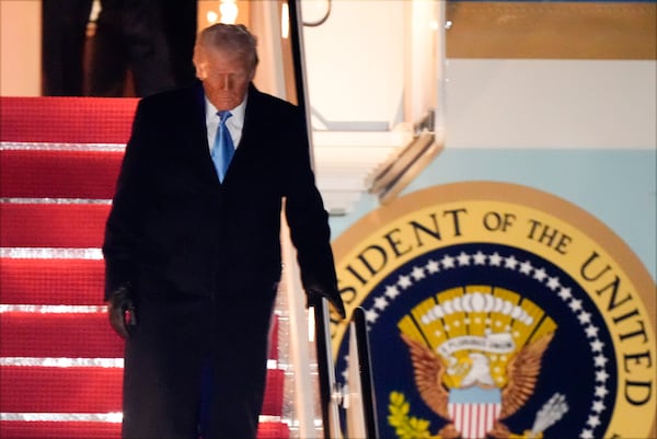 President Donald Trump, returning from Florida, arrives at Joint Base Andrews in Maryland on Wednesday.