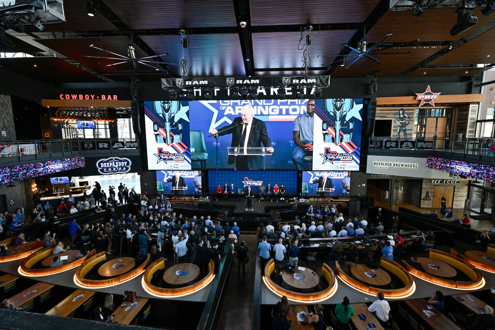 Dallas Cowboys team owner Jerry Jones speaks to the media during a news conference announcing the IndyCar Grand Prix of Arlington to be held in 2026 in Arlington, Texas, Tuesday, Oct. 8, 2024. (AP Photo/Jerome Miron)