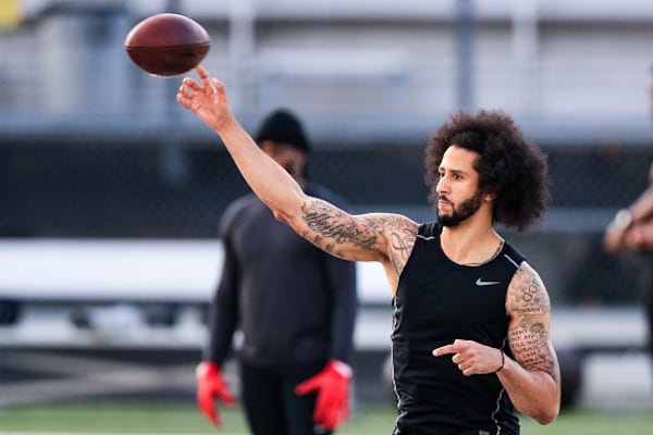 Former NFL quarterback Colin Kaepernick works out at  Riverdale, Georgia.