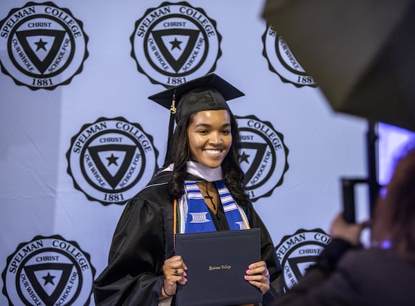 Alex Jenkins, one of the first AltFinance beneficiaries, graduated from  Spelman College in commencement ceremonies on Sunday, May 21, 2023, at the Georgia International Convention Center.  (Jenni Girtman for The Atlanta Journal-Constitution)