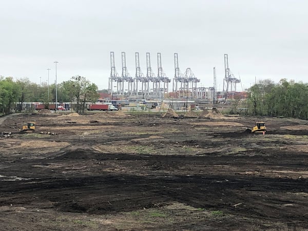 Crews clear land to the west of the main gates to the Port of Savannah on Tuesday, March 27, 2018. On Tuesday, the Georgia Ports Authority held a ceremonial groundbreaking for the $126.7 million Mason Mega Rail Terminal, a sprawling rail yard GPA Executive Director Griff Lynch said will provide better connections to the main CSX and Norfolk Southern rail networks and direct access to coveted Midwestern cities such as St. Louis and Chicago.