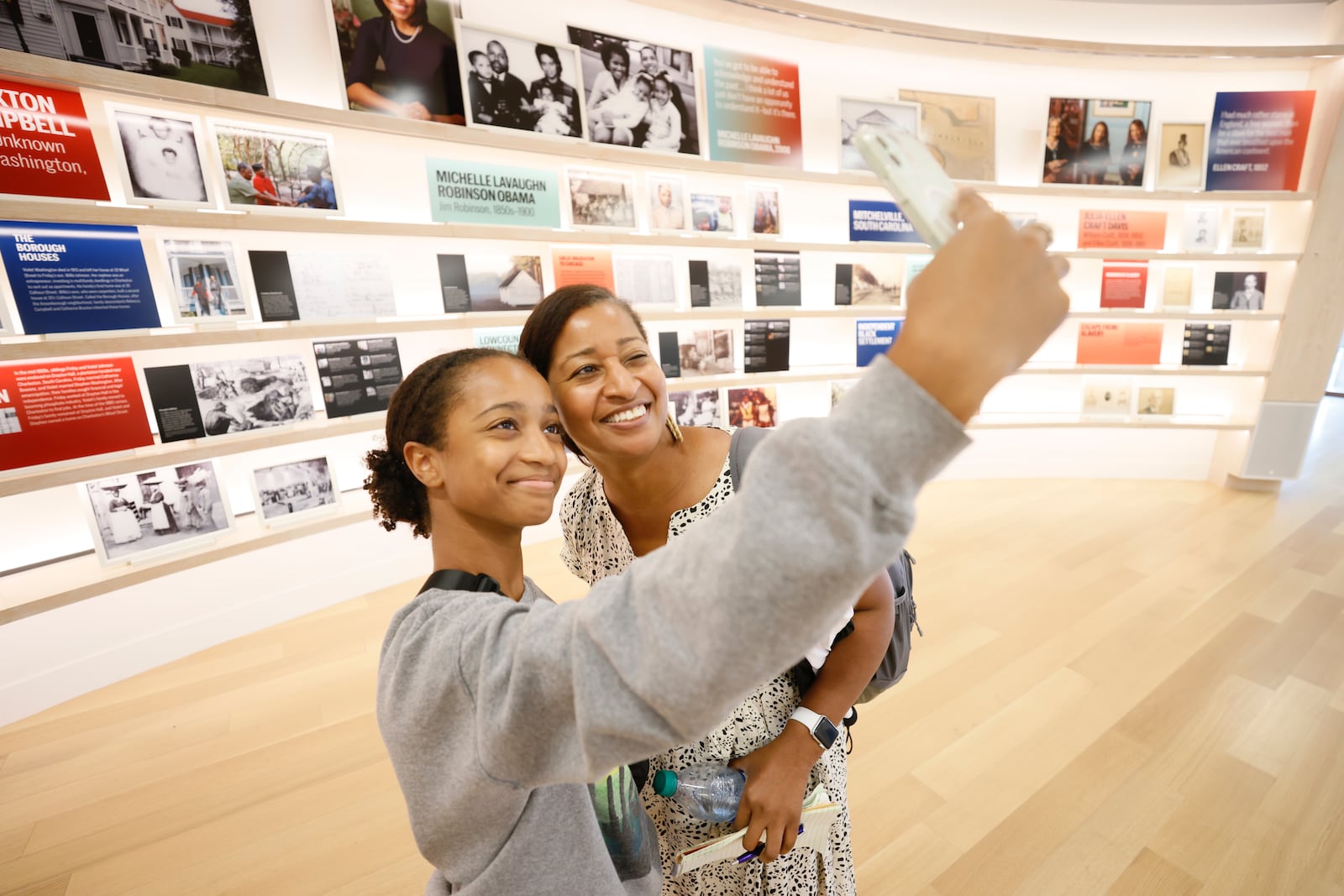 IAAM, a new museums of African American history in Charleston, features a genealogy center. During a weeklong tour of Black history museums, AJC columnist Nedra Rhone and her daughter, Layla, 12, explored their own family history at IAAM. Miguel Martinez/miguel.martinez@ajc.com