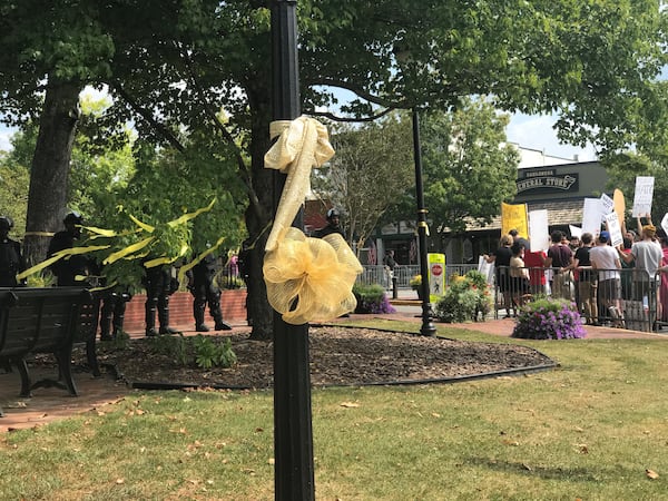 Gold ribbons - emblematic of the historic gold rush town - could be seen across Dahlonega on Saturday, Sept. 14, 2019. (Photo: Rosalind Bentley/AJC)