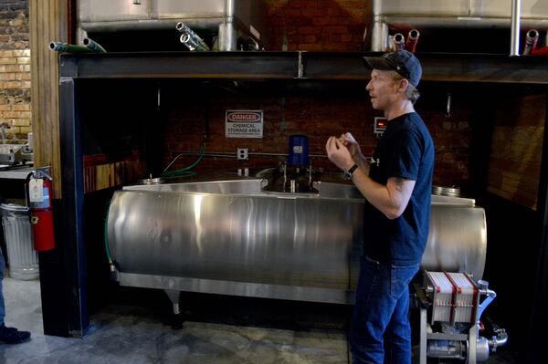 This old dairy tank is where the vodka is cold filtered. The vodka never touches carbon during this process.