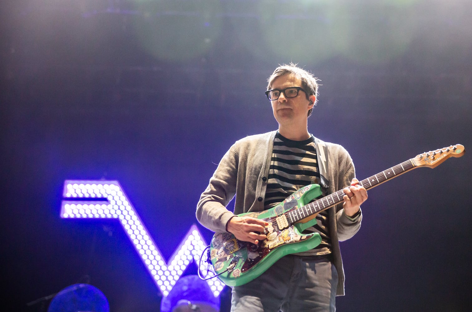 Atlanta, Ga: Weezer closed out night 2 at the Peachtree stage with their brand of quirky, alt-rock. Photo taken Saturday May 4, 2024 at Central Park, Old 4th Ward. (RYAN FLEISHER FOR THE ATLANTA JOURNAL-CONSTITUTION)