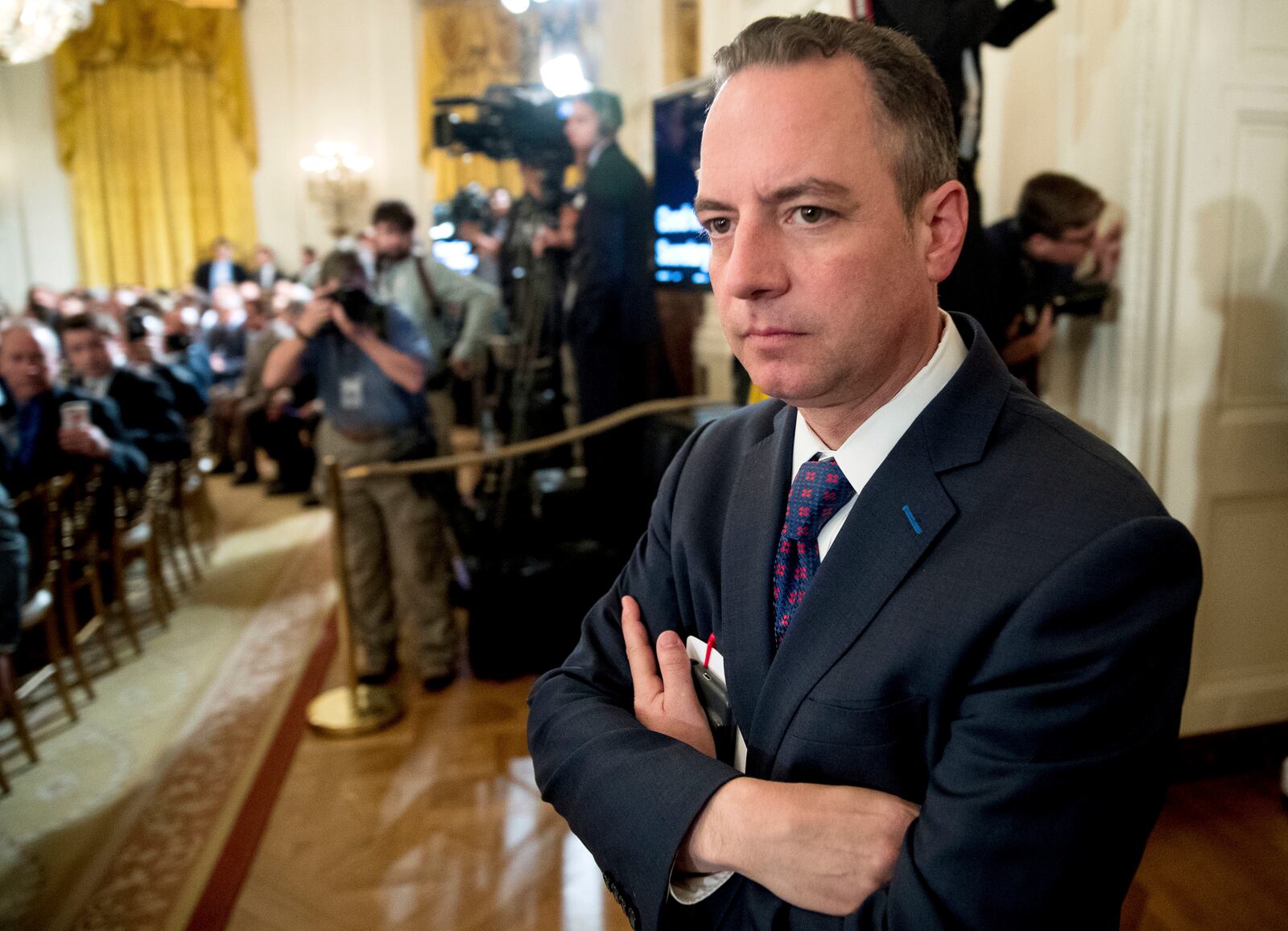 FILE - President Donald Trump's Chief of Staff Reince Priebus attends an event in the East Room at the White House in Washington, June 5, 2017. (AP Photo/Andrew Harnik, File)