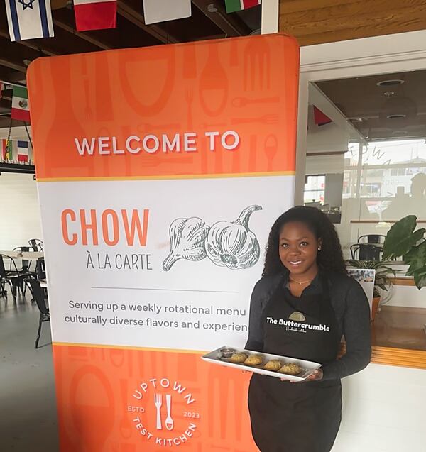 Adaobi Ofor, founder of The Butter Crumble, holds her best-selling beef pies at Uptown Test Kitchen. Courtesy of Adaobi Ofor