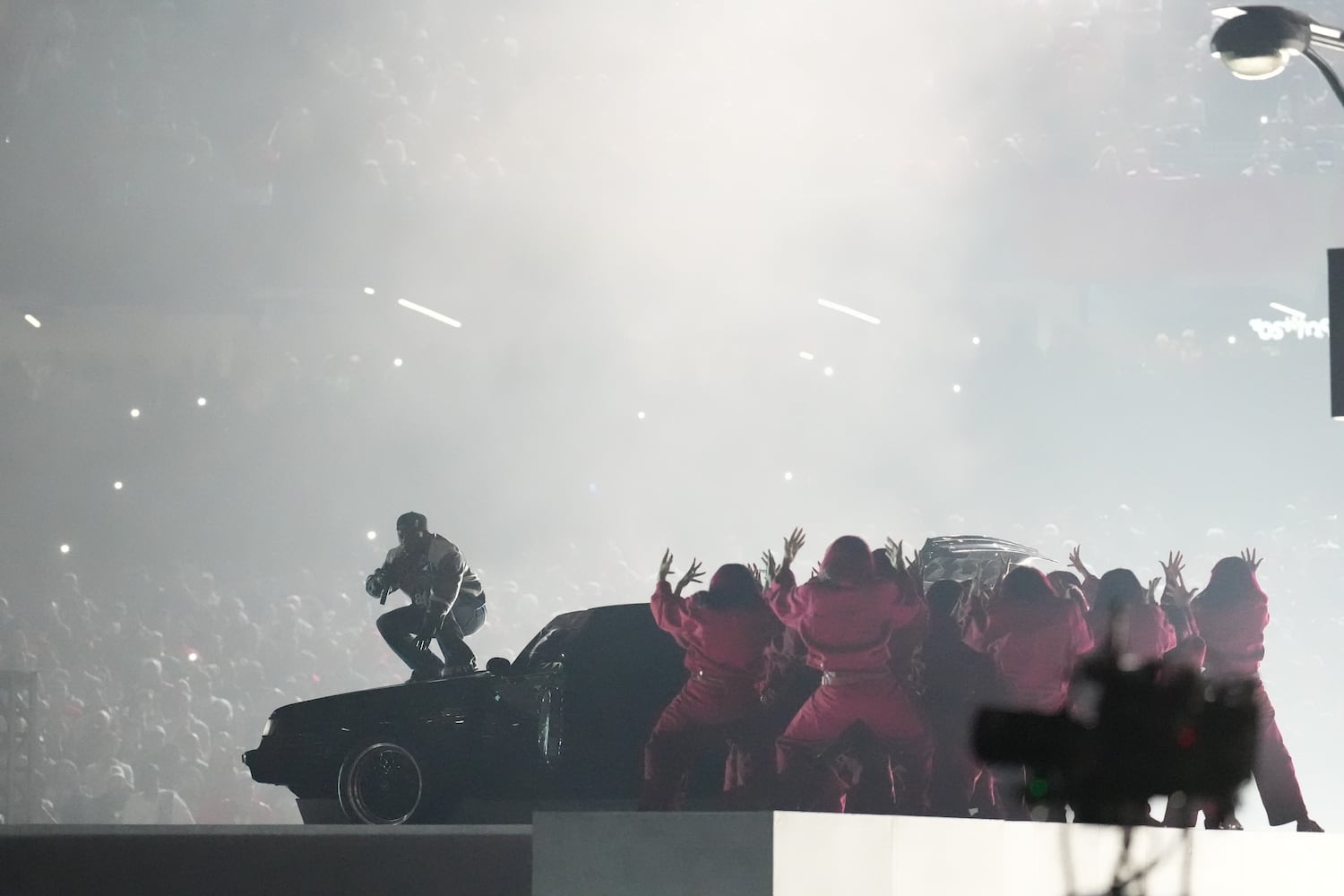 Kendrick Lamar performs during the Super Bowl LIX halftime show, at the Caesars Superdome in New Orleans on Sunday, Feb. 9, 2025. (Doug Mills/The New York Times)