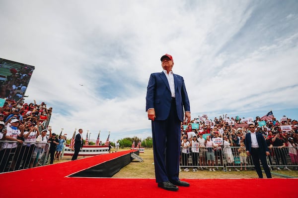 Former President Donald Trump spoke at a rally at Las Vegas on Sunday.