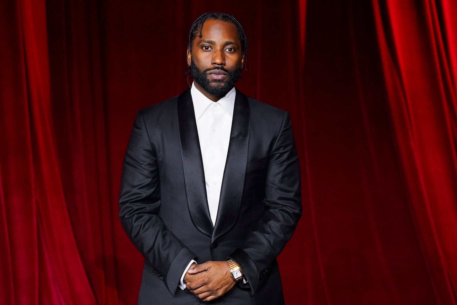 John David Washington arrives at the fourth annual Academy Museum Gala on Saturday, Oct. 19, 2024, at the Academy Museum of Motion Pictures in Los Angeles. (Photo by Jordan Strauss/Invision/AP)