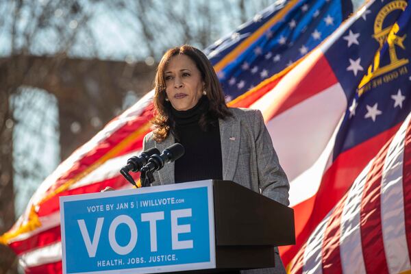 Vice President Kamala Harris will join President Joe Biden in Atlanta on March 19 to celebrate passage of the $1.9 trillion stimulus package. (Alyssa Pointer / Alyssa.Pointer@ajc.com)