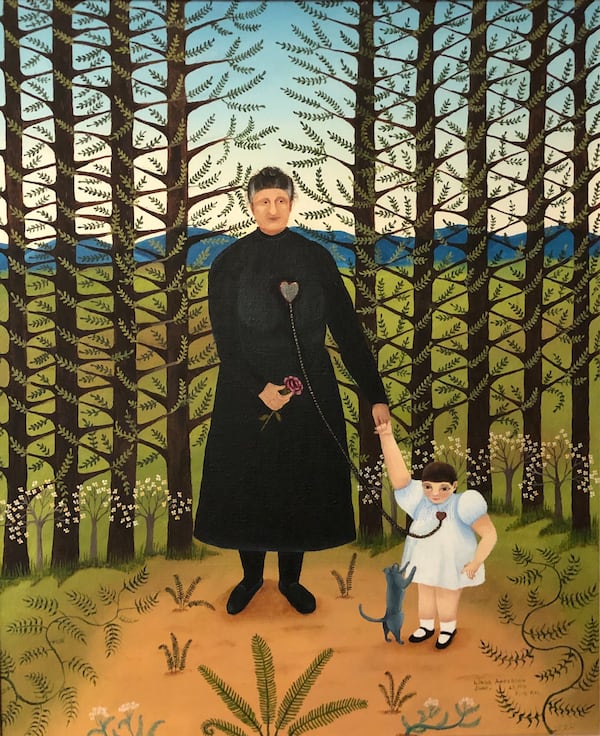 Linda Anderson's "Self-Portrait with B.J." depicts the artist's close relationship with her late daughter, Betty Jane. 
Courtesy of Linda Anderson