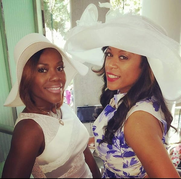 From left, Tiffany Porter and Tadia Whitner at a Kentucky Derby party.