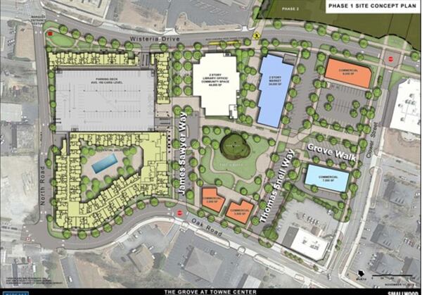 Snellville, in a joint venture with CASTO and MidCity Real Estate Partners has closed on the purchase of the land and its loan with US Bank for Phase I of The Grove at Towne Center. (Courtesy City of Snellville)