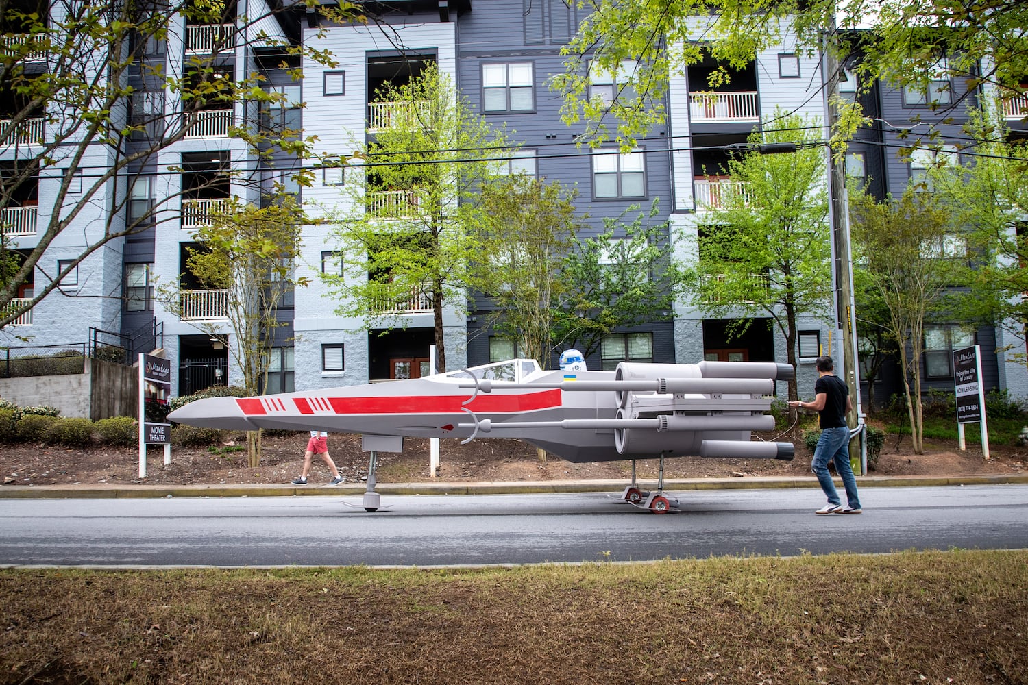 Near life-like replica of an X-Wing Starfighter from Star Wars 